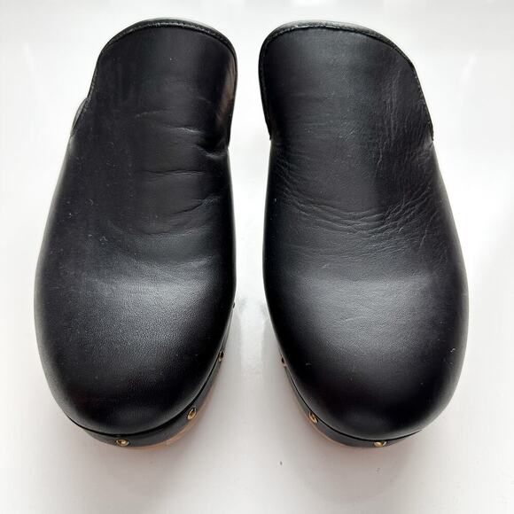 J. Crew Black Leather Clogs Size 9 Style AQ675 - Picture 2 of 11